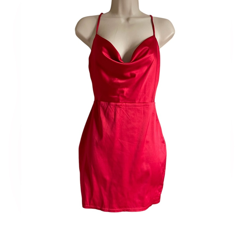 Sleek Red Satin Mini Dress